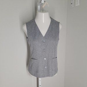 Laurente Button Up Sleeveless Shirt Blouse ~ Sz 11/12 ~ Gray & White